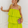 All The Attention Tiered Mini Dress In Lime Punch Image - 1
