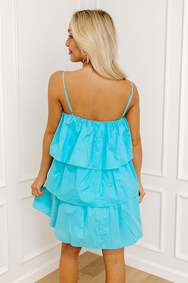 All The Attention Tiered Mini Dress In Sky Blue Image - 3