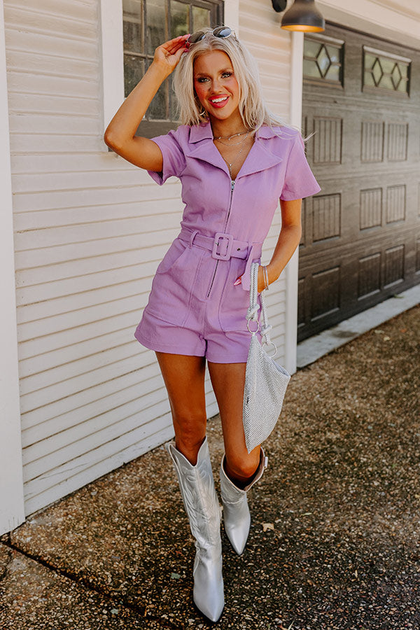 Stay Sophisticated Denim Romper In Lavender Image - 1