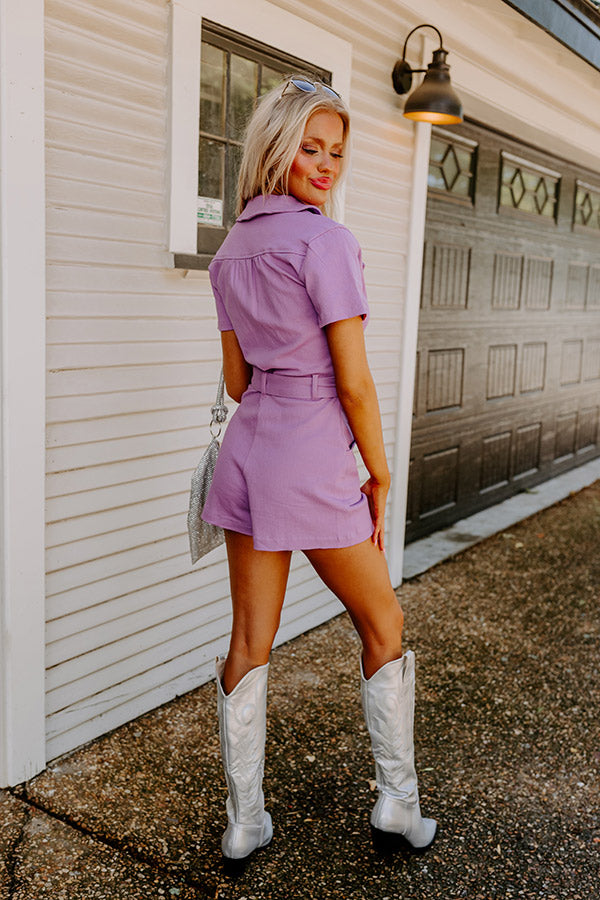 Stay Sophisticated Denim Romper In Lavender Image - 3