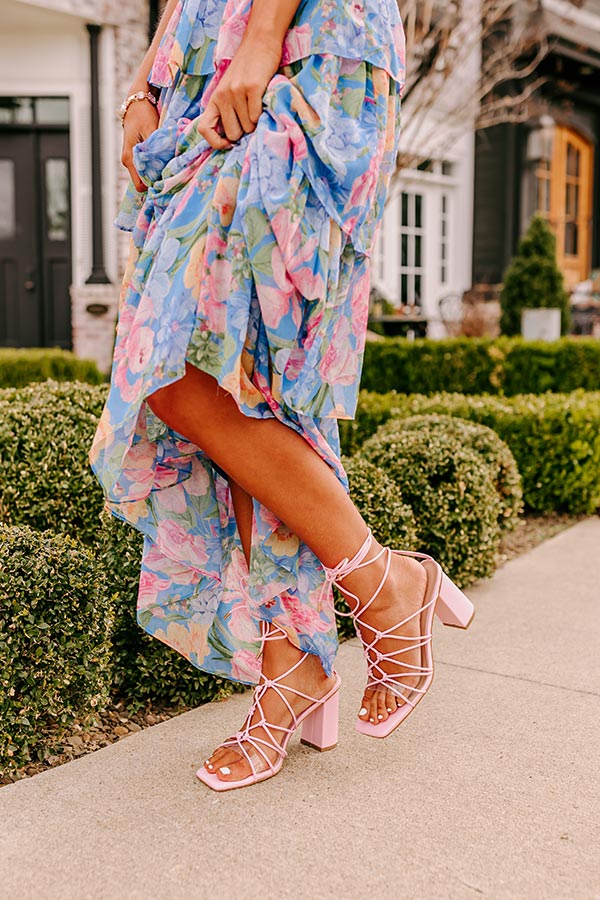 The Biana Faux Leather Lace Up Heel in Pink Image - 1