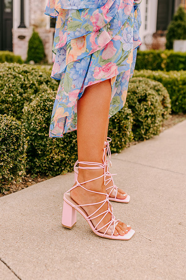 The Biana Faux Leather Lace Up Heel in Pink Image - 2