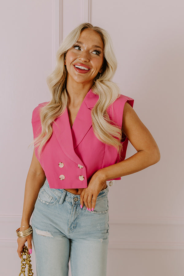 Champagne Cruising Crop Top in Bubblegum Pink Image - 5