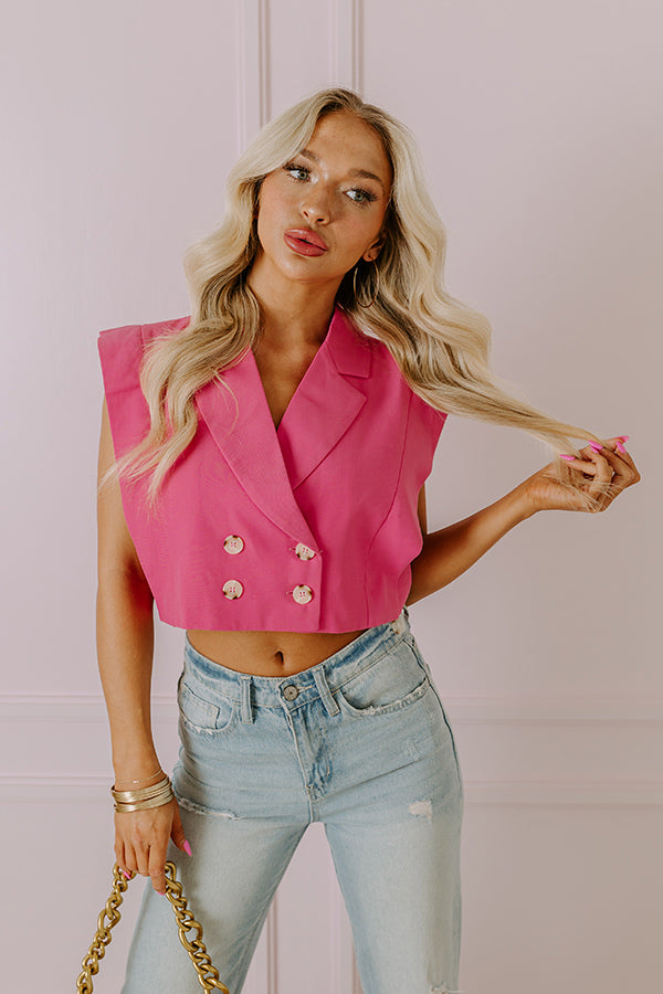 Champagne Cruising Crop Top in Bubblegum Pink Image - 1