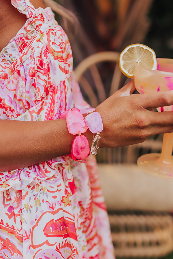 Take Me To Cabo Bracelet Set In Pink