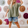 Beyond Lovely Shift Top In Olive Curves Image - 1