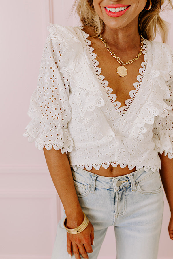 Romantic Story Eyelet Crop Top Image - 4