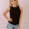 Carefree Days Ribbed Tank in Black Image - 1