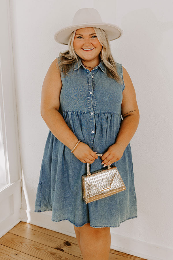 Ocean Retreat Chambray Mini Dress Curves Image - 2