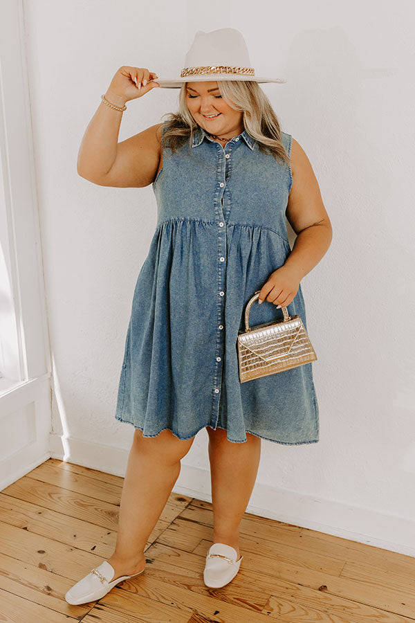 Ocean Retreat Chambray Mini Dress Curves Image - 1