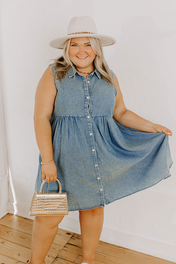 Ocean Retreat Chambray Mini Dress Curves Image - 3