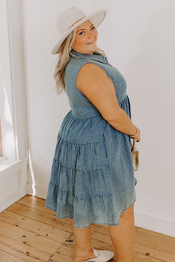 Ocean Retreat Chambray Mini Dress Curves Image - 4