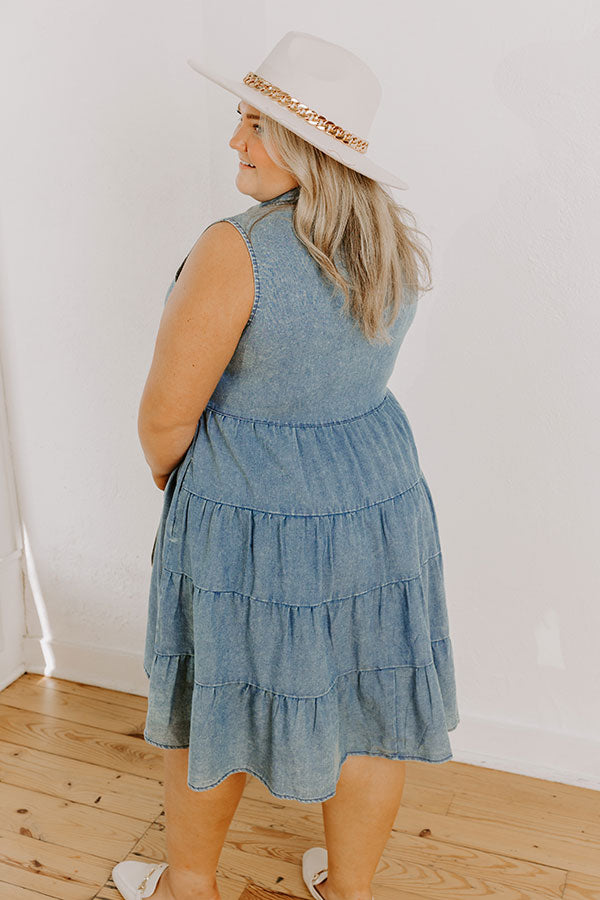 Ocean Retreat Chambray Mini Dress Curves Image - 5