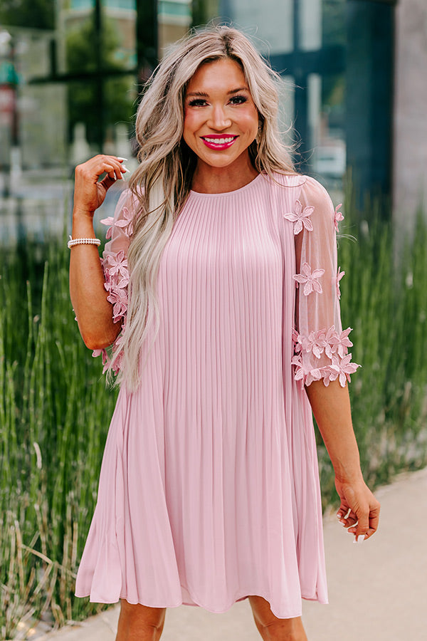 Magic Melody Pleated Dress in Blush Image - 3