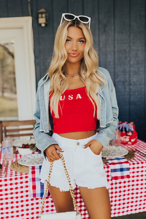 Subtly In Love Chambray Crop Top Image - 1