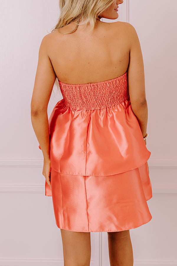 Elite Elegance Mini Dress in Coral Image - 4