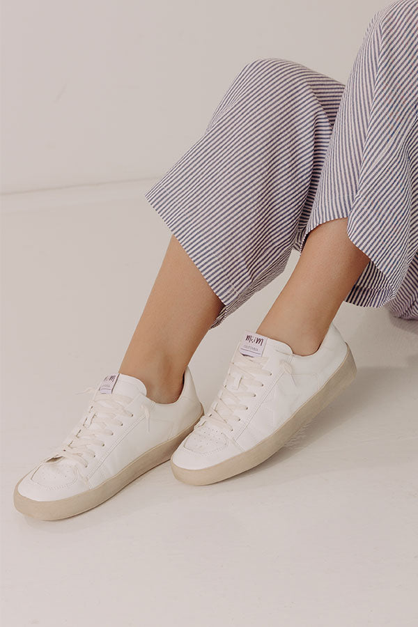The Brylee Faux Leather Sneaker in Ivory Image - 1