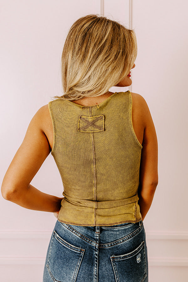 Summer Sweetness Ribbed Tank In Mustard Image - 3