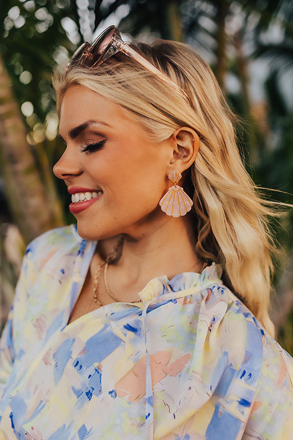 Cue The Coast Earrings in Peach Image - 1