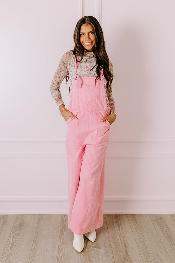 The Meena Denim Overalls In Pink Image - 1