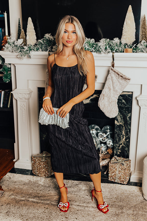 Flirty Frills Pleated Midi In Black Image - 1