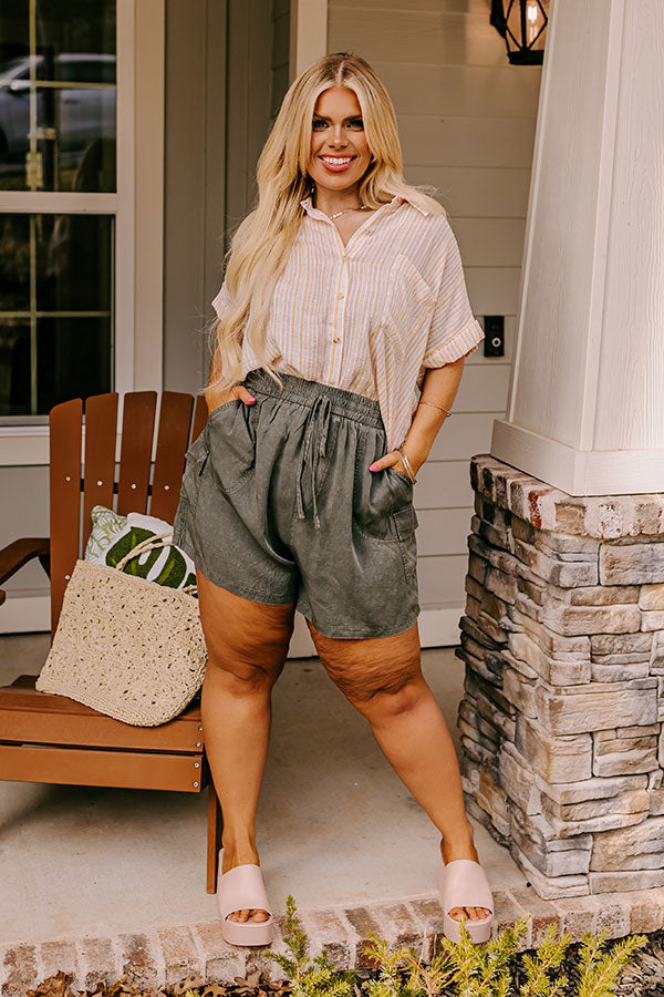 The Aleena High Waist Shorts In Olive Curves Image - 1