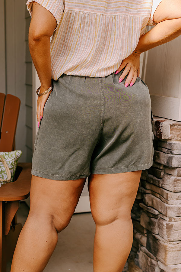 The Aleena High Waist Shorts In Olive Curves Image - 5