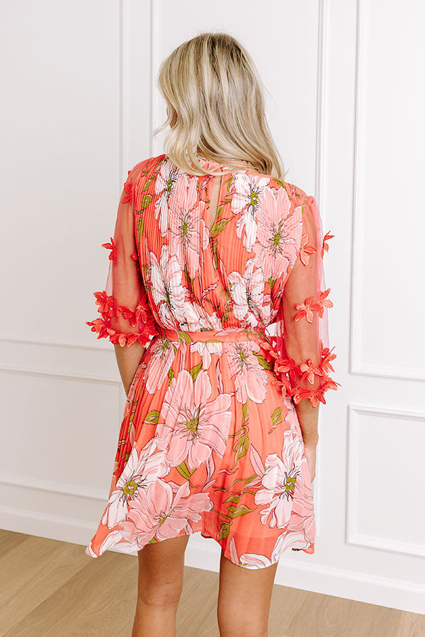 Easily Enchanted Pleated Dress In Coral Image - 4