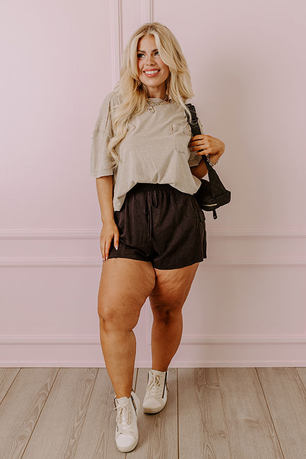 The Aleena High Waist Shorts In Vintage Black Curves Image - 1
