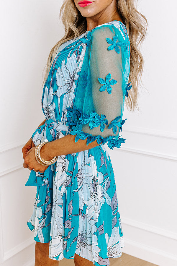 Easily Enchanted Pleated Dress In Turquoise Image - 2
