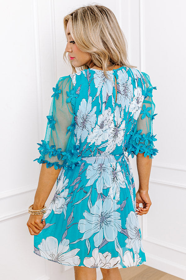 Easily Enchanted Pleated Dress In Turquoise Image - 3