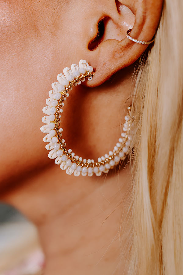 Humming Sweetly Hoop Earrings In Ivory Image - 2