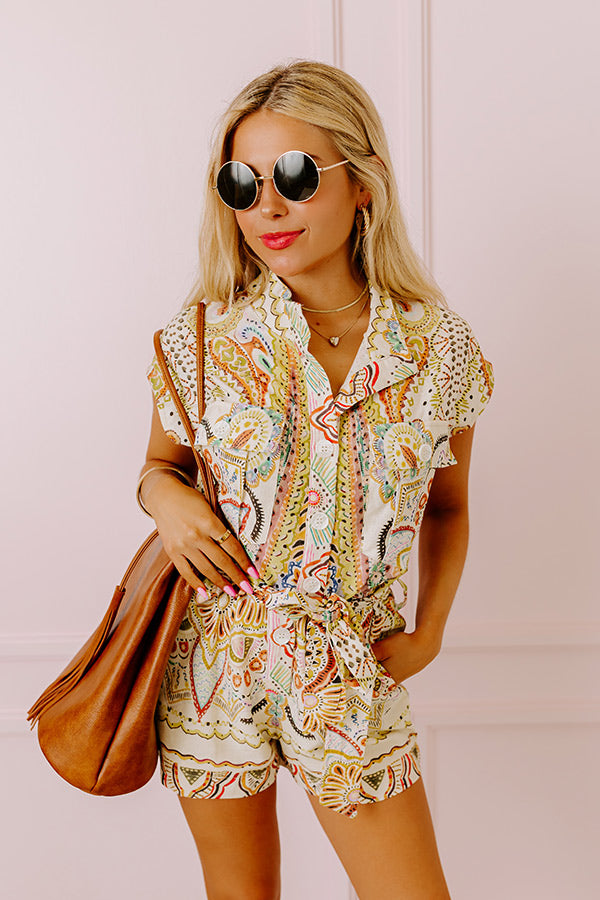 Front Porch Swing Linen-Blend Romper Image - 1