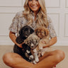 Sunny With A Chance of Blooms Denim Romper in Cream Image - 1