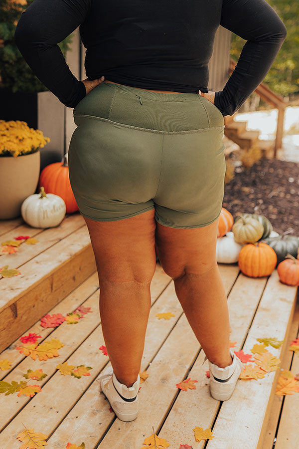 Strive For Greatness High Waist Shorts In Olive Curves Image - 4
