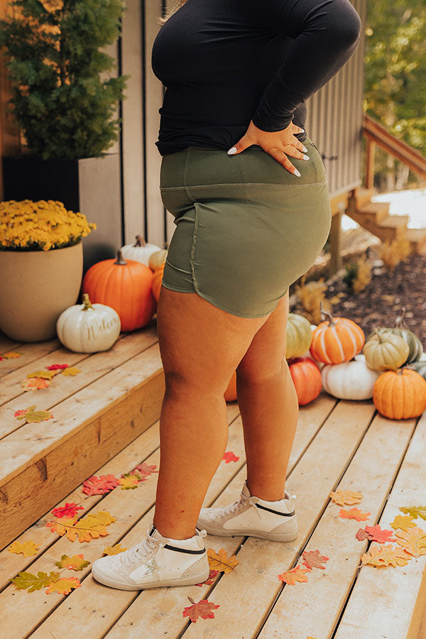 Strive For Greatness High Waist Shorts In Olive Curves Image - 3