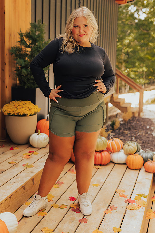 Strive For Greatness High Waist Shorts In Olive Curves Image - 1