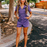 Stay Sophisticated Denim Romper In Purple Image - 1