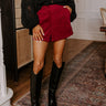Halftime Happy Hour High Waist Shorts in Wine Image - 1