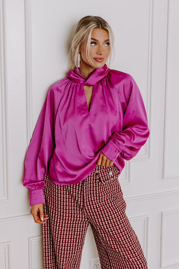 VIP Flight Plans Satin Top in Fuchsia Image - 3