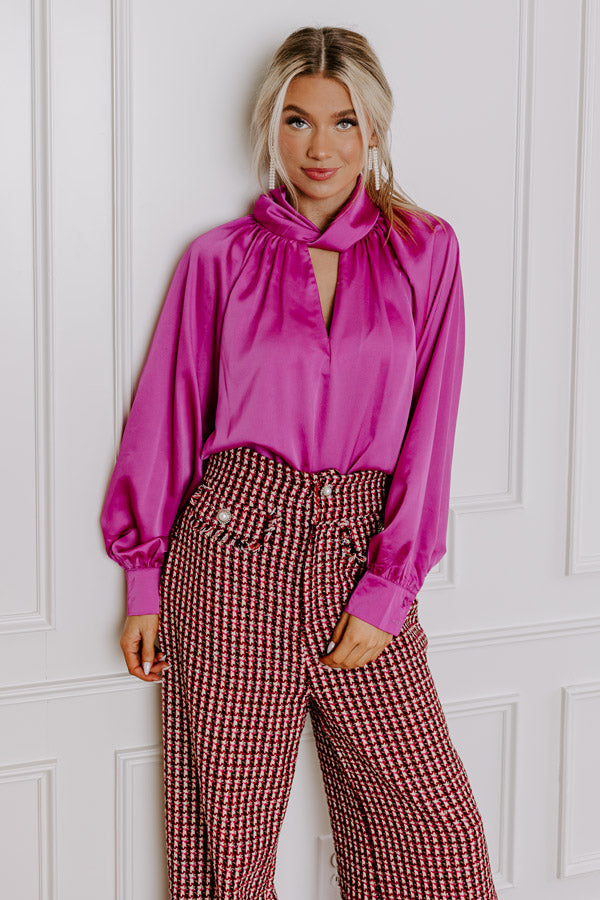 VIP Flight Plans Satin Top in Fuchsia Image - 2