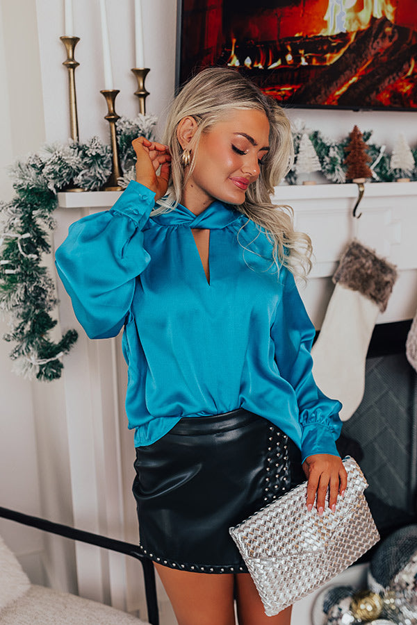 VIP Flight Plans Satin Top in Teal Image - 1