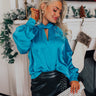 VIP Flight Plans Satin Top in Teal Image - 1