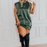 Sweet Charisma Satin Mini Dress in Olive Curves Image - 1