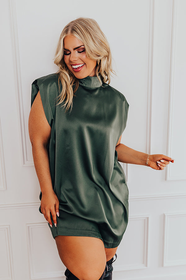 Sweet Charisma Satin Mini Dress in Olive Curves Image - 2