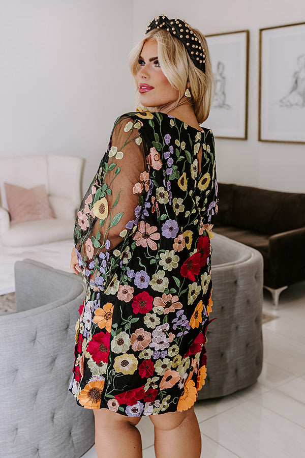 Floral Dream Embroidered Mini Dress in Black Curves Image - 3
