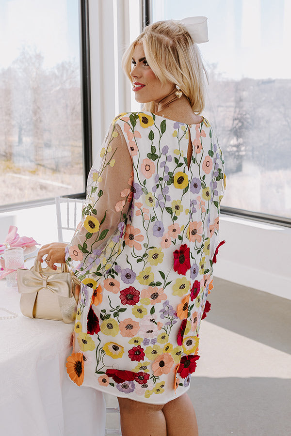Floral Dream Embroidered Mini Dress in White Curves Image - 5