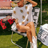 Football Season Sequin Oversized Tee in Ivory Image - 1