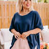 Saturdays Down South Waffle Knit Top In Navy Curves Image - 1