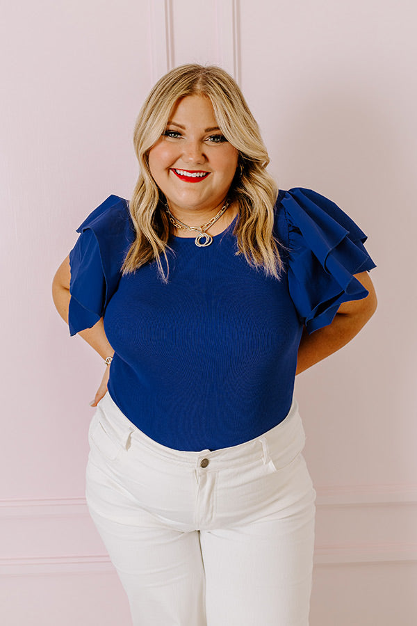 Halftime Happy Hour Bodysuit In Royal Blue Curves Image - 1